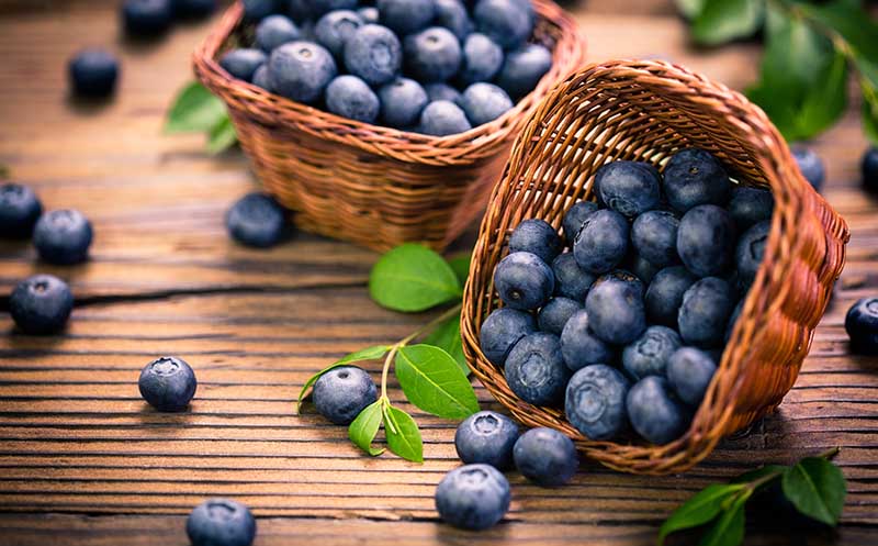 blueberries in basket