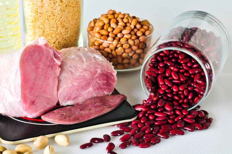 Group of foods with Vitamin B1 THIAMINE isolated on white