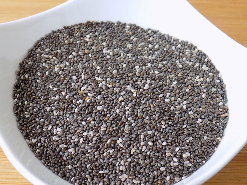 chia seeds on a bowl