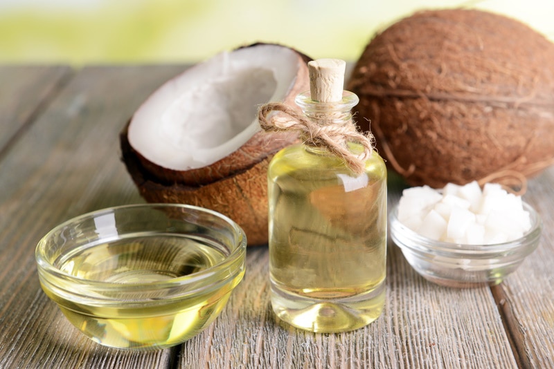 coconut oil in wooden background
