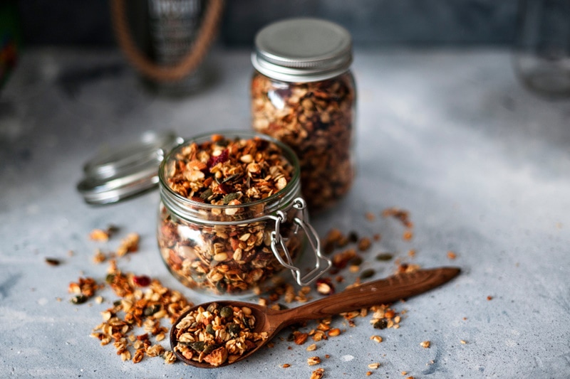 granola in glass jar