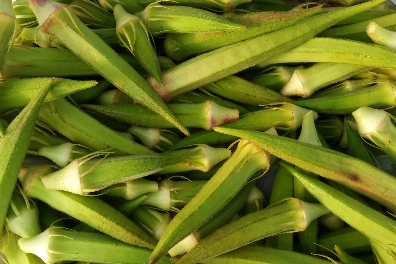 a pile of okra