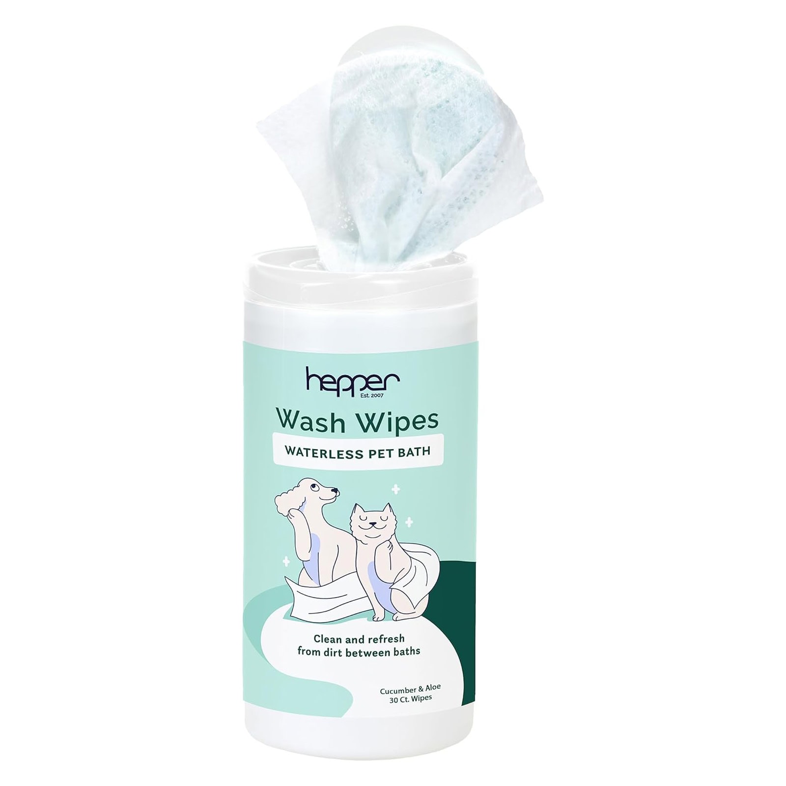 Hepper Pet Wash Wipes - Soft Pet Cleaning Wipes