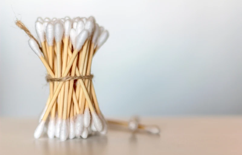 bamboo cotton swabs or q tips bound with twine