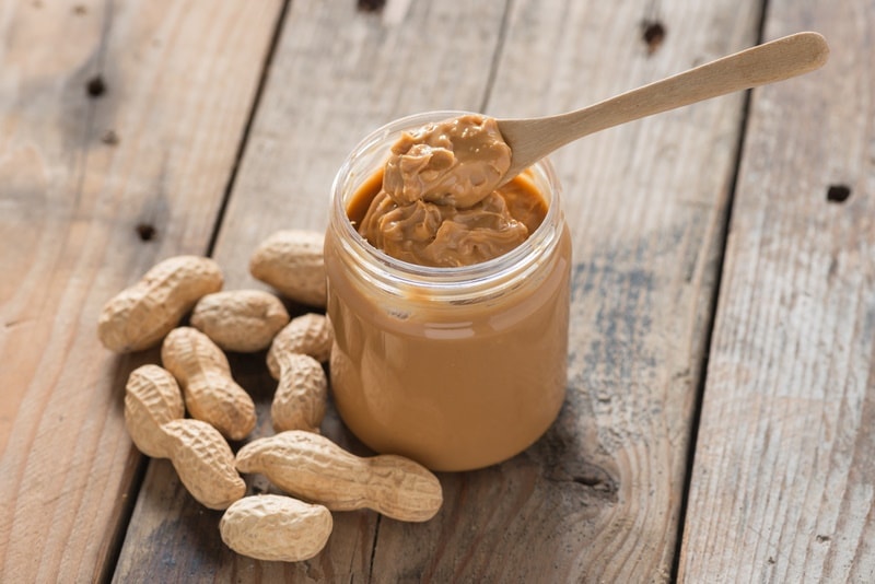 peanut butter on wooden table