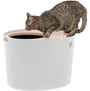 IRIS USA Round Top Entry Cat Litter Box & Scoop