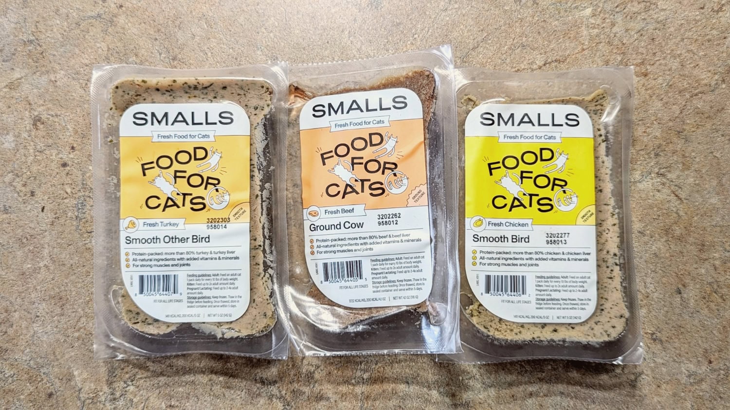 Smalls Cat Food.jpg - products on the counter