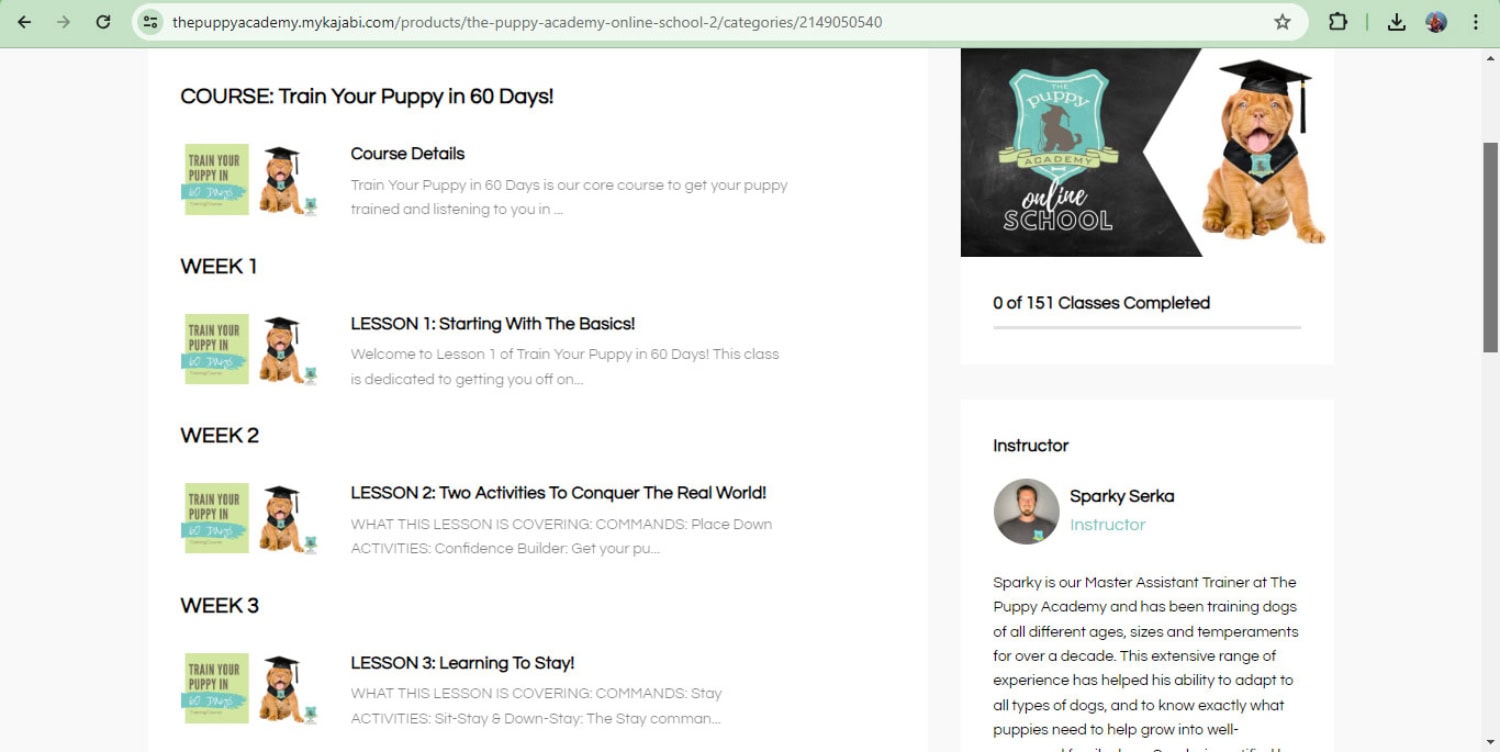 The Puppy Academy Online School - lessons
