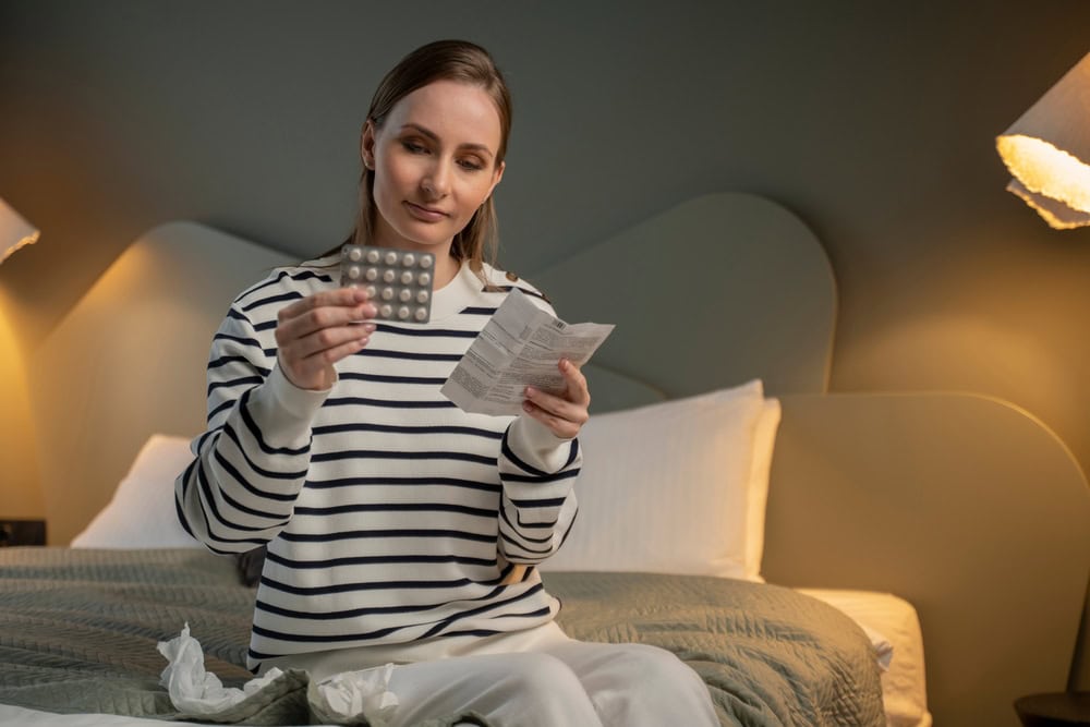woman reading medicine leaflet